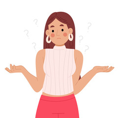 Illustration of a young woman with a confused expression