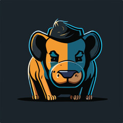 Cute Buffalo Vector Logo Icon Sports Mascot flat vector illustration