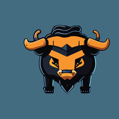 Cute Buffalo Vector Logo Icon Sports Mascot flat vector illustration