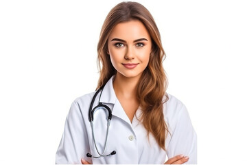 portrait of a female doctor with stethoscope over her neck