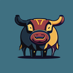 Cute Bull Vector Logo Icon Sports Mascot flat vector illustration