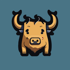 Cute Bull Vector Logo Icon Sports Mascot flat vector illustration