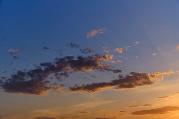 Clouds blue sky background during sunset.