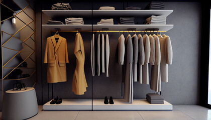clothes shop on hanger at the modern shop Ai generated image