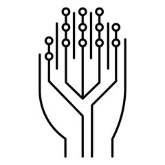 Artificial intelligence AI icon in line style, machine learning, smart robotic, cloud computing, network, digital, AI technology vector.