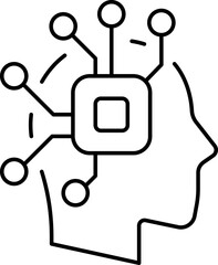 Artificial intelligence AI icon in line style, machine learning, smart robotic, cloud computing, network, digital, AI technology vector.