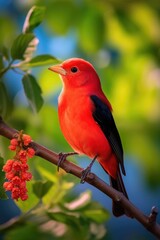 Obraz premium Scarlet Tanager. Generative AI