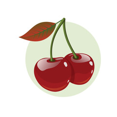 Cherry with leaf illustration