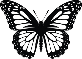 Monarch Butterfly Logo Monochrome Design Style
