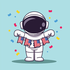 cute astronaut vector flag USA special for birthday USA