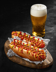 Hot dog with beer