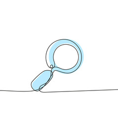 Vector magnifying glass icon in sketch style. Search symbol. Continuous line, editable contour.