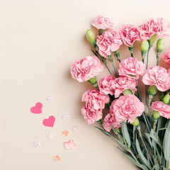 Serene Beauty: Pink and White Floral Bouquet on a Blush Pink Background, Generative AI