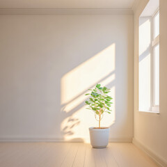 Empty Room with Plant Minimalism Illustration Generative AI KI Digital Art Cover Backdrop