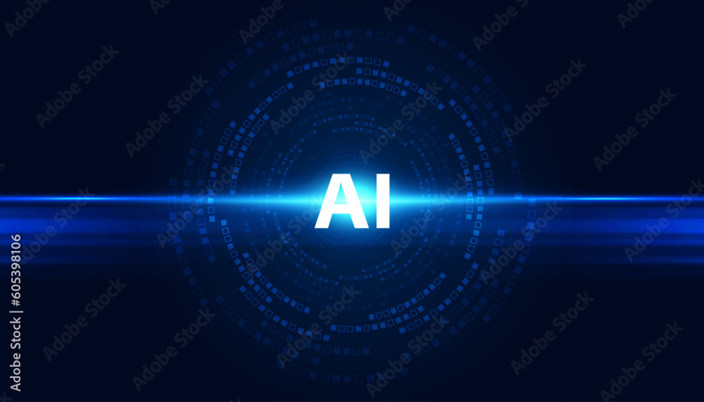 Poster abstract artificial intelligence on circle digital and technology background with computer systems l