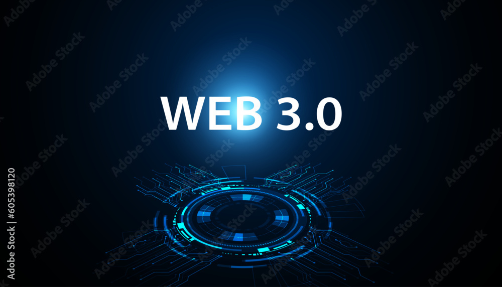 Poster digital web 3.0 concept. semantic web and ai algorithms analyze, interpret and evaluate data such as