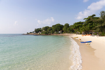 White sand beach clear blue water in Pattaya Thailand
