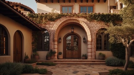 Mediterranean style residential architecture design. Generative AI