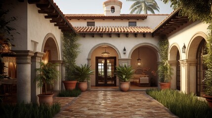 Obraz na płótnie Canvas Mediterranean style residential architecture design. Generative AI