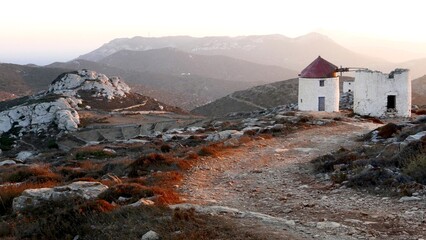 Amorgos Greek wind Mill 1 - obrazy, fototapety, plakaty