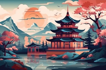 'Chinese-style painted mountains.' (Generative AI)