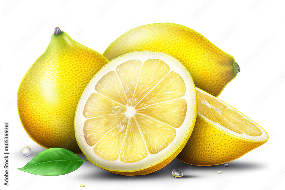 Poster lemon slices isolated on white background. generated by ai