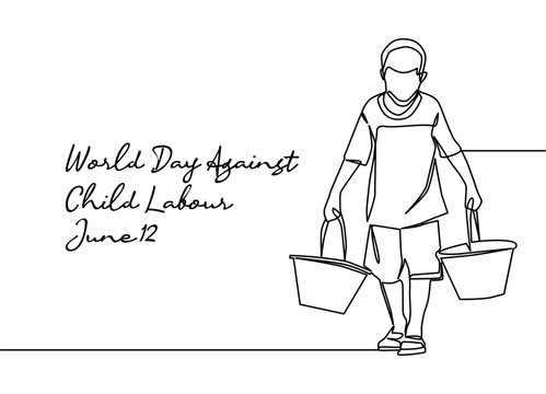 line art of world day against child labour good for world day against child labour celebrate. line art. illustration.