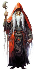 Fototapeta premium Kazakh witch Zhalmauyz Kempir, a character from Kazakh fairy tales, isolated on a white background. AI generated.