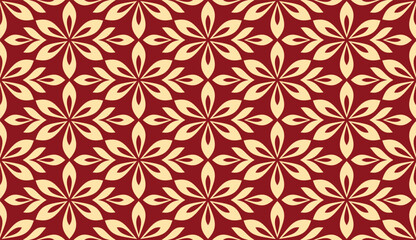 Flower geometric pattern. Seamless vector background. Red and gold ornament