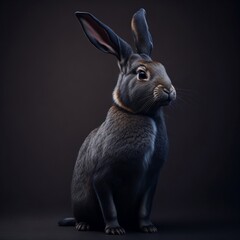 A black rabbit with a brown face and orange on its face