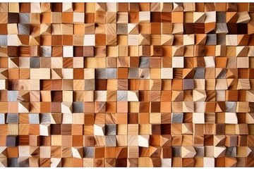 Rustic Geometry: An Abstract Mosaic Pattern with a Wooden Effect - AI Generative