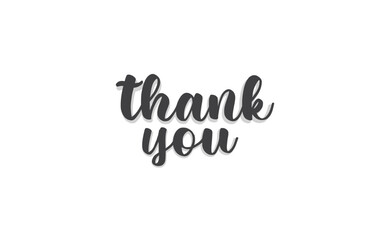 Fototapeta premium Thank you lettering text with drop shadow. Hand drawn style thanking message. Cursive calligraphic vector.