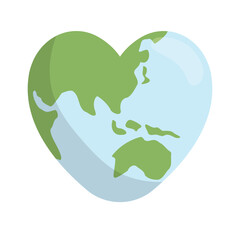 Heart shaped earth. Environment care. Save and love the planet.