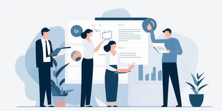 Discussion about a new business plan. Project. Brainstorming. Business illustration, Generative AI