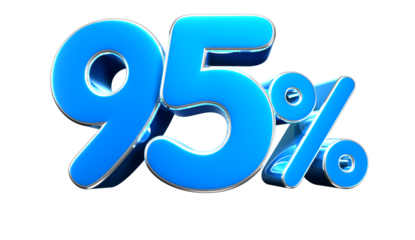 Sky blue 95 Percent 3d illustration. Special Offer 95% Discount Tag. Advertising signs. Product design. Product sales.
