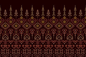 Cross Stitch. Geometric ethnic patterns. Design for Saree, Patola, Sari, Dupatta, Vyshyvanka, rushnyk, dupatta, Clothing, fabric, batik, Knitwear, Embroidery, Ikkat, Pixel pattern. Traditional Design.