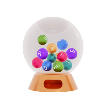 Lottery machine with lottery balls 3d rendering illustration
