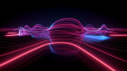 Fototapeta na wymiar Ethereal Digital Technilogy Neon Waves of Light, Generative AI