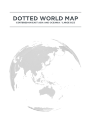 Poster 東アジア・オセアニアを中心とした、白黒の球体型のドットマップ。　大サイズ © goleiro35