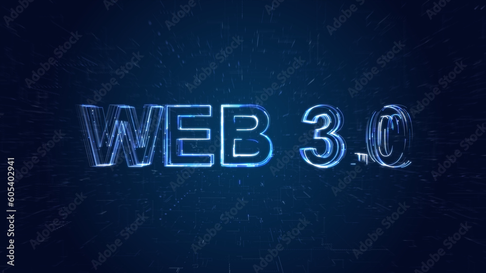 Poster digital web 3.0 concept. semantic web and ai algorithms analyze, interpret and evaluate data such as