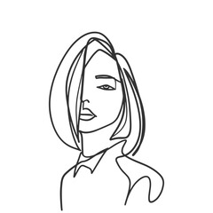 Surreal Faces Continuous line, drawing of set faces and hairstyle, fashion concept, woman beauty minimalist, vector illustration pretty sexy. Contemporary portrait