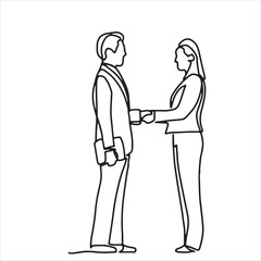 handshake Continuous line art, or One Line Drawing,