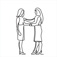 handshake Continuous line art, or One Line Drawing,