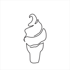 continuous line one line summer ice cream fresh name logo dessert hand drawn illustration vector