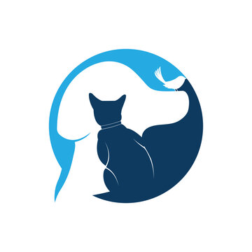 Pets animal vet clinic logo, Dog and cat health cherty logo