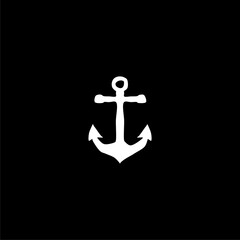  Anchor Flat icon. Anchor shape symbol isolated on black background