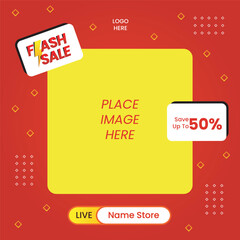 Flash sale banner template vector
