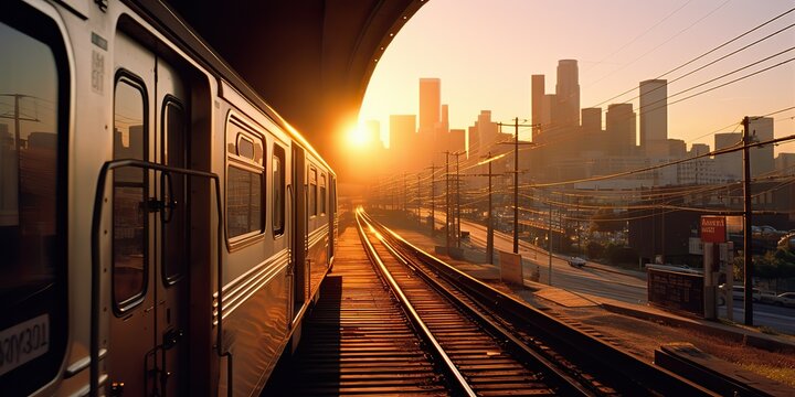 AI Generated. AI Generative. Photo Illustration of under mrt bts railway train stration in city urban landscape. Graphic Art
