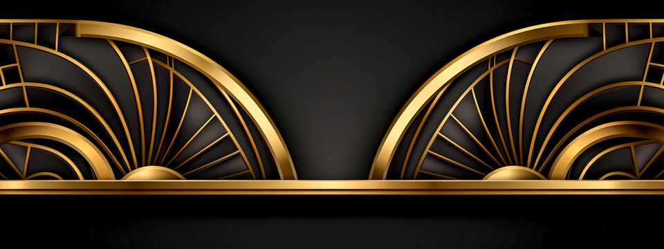 luxury art deco style, gold and black banner, made with Generative AI