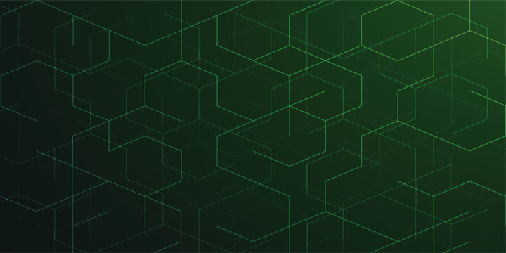 Black and green background and hexagon line